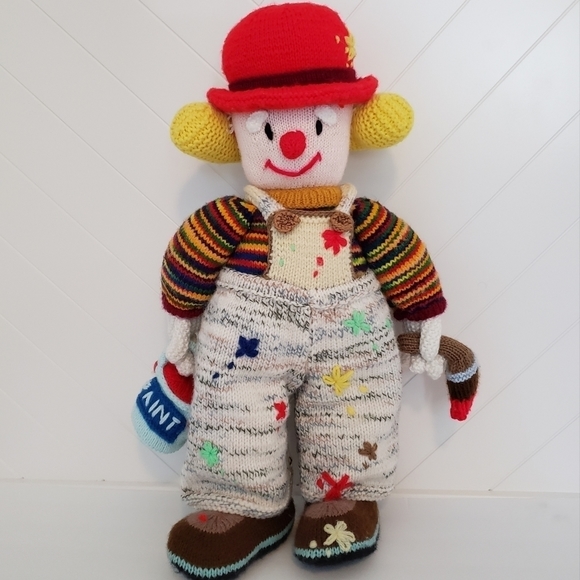 VINTAGE Jean Greenhowe Knitted Clown Doll Painter - Picture 10 of 11